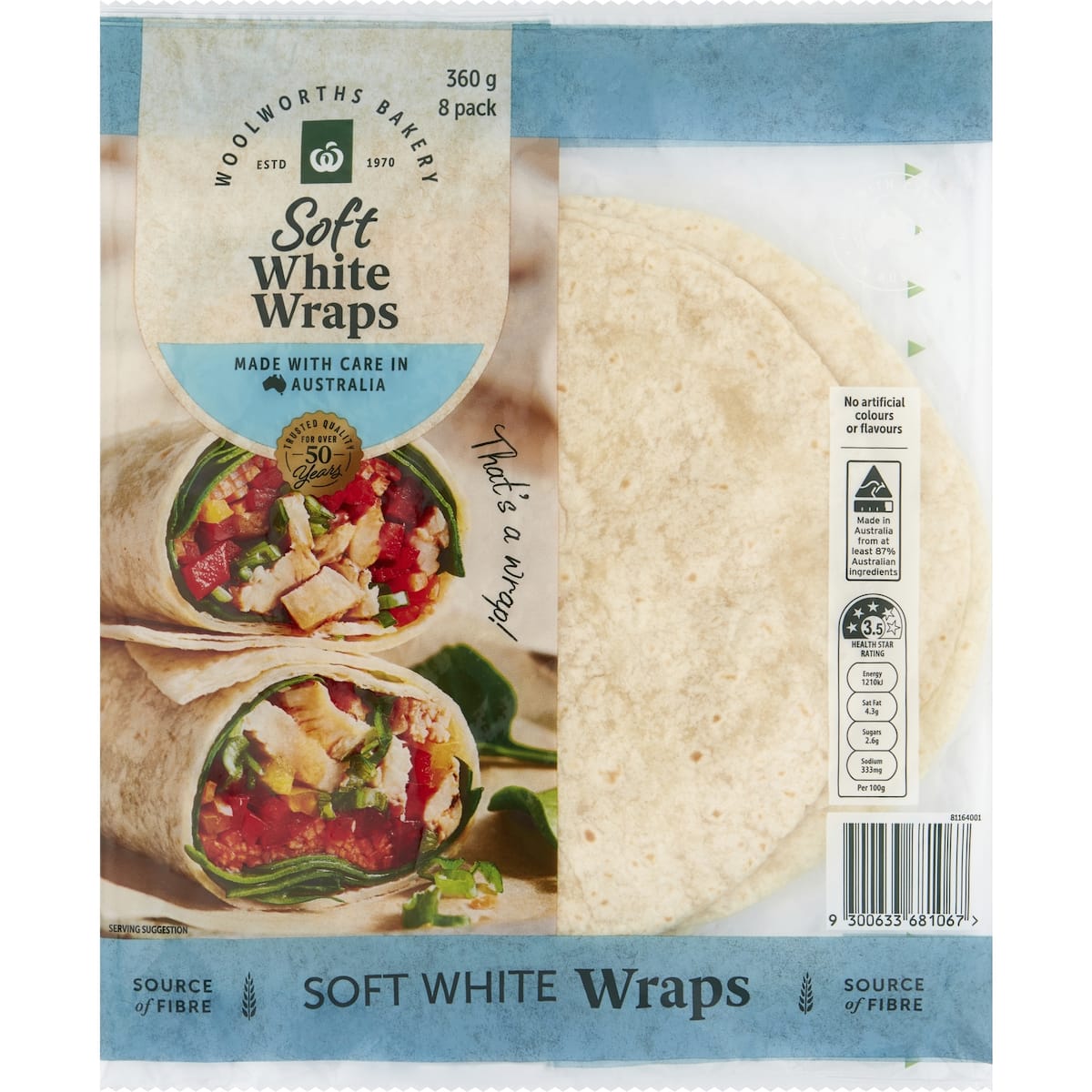 Woolworths White Wrap 8 Pack bunch