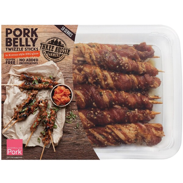 Three Aussie Farmers Twizzle Sticks In Korean Style BBQ Glaze 400g - 500g