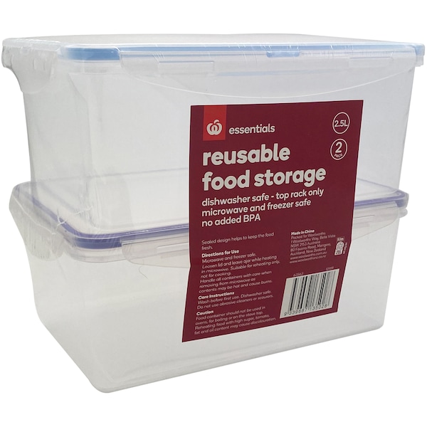 Essentials Reusable 2.5l Containers 2 Pack