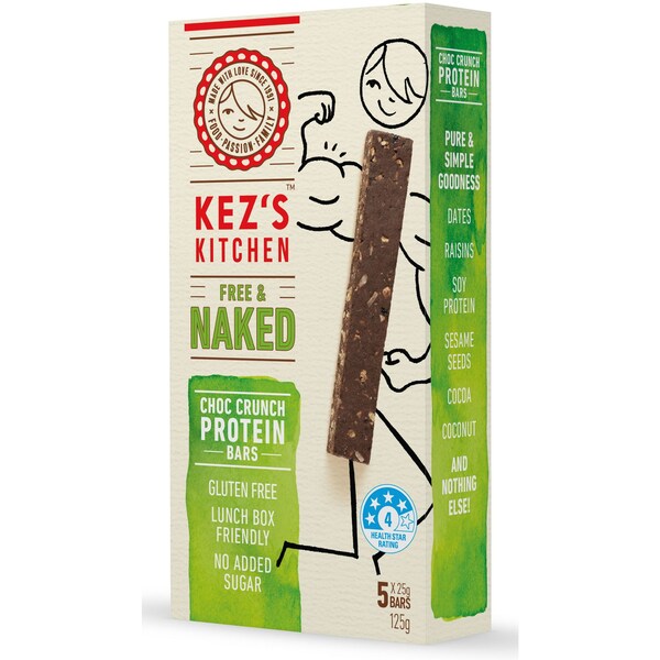 Kez's Kitchen Free & Naked Gluten Free Choc Crunch Protein Bars 5pk