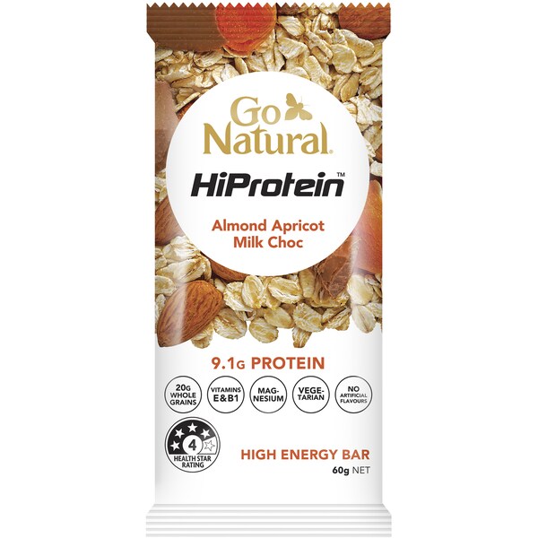 Go Natural Hiprotein Almond Apricot Bar 60g