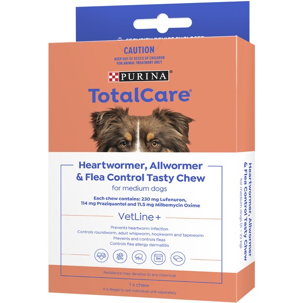 Total Care Heartwormer Allwormer & Flea Control Chew For Medium Dog each