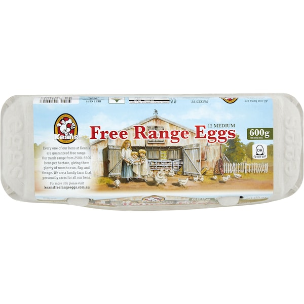 Keans 12 Medium Free Range Eggs 600g