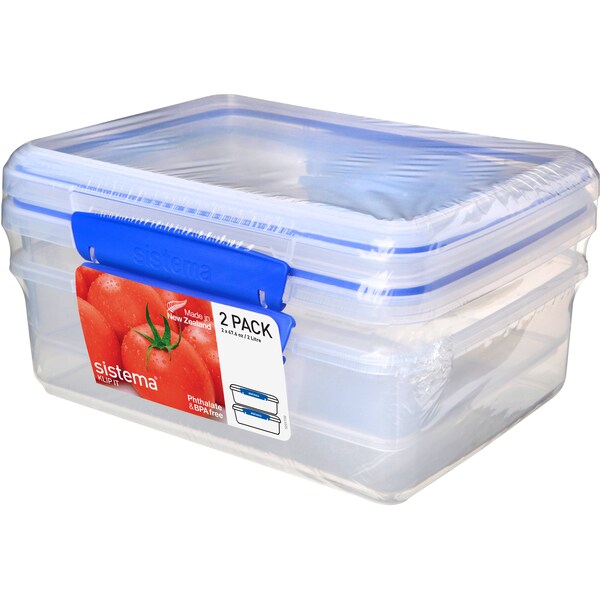 Sistema Klip It Rectangle Container 2l 2 Pack