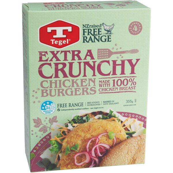 Tegel Extra Crunchy Chicken Burgers Frozen Meal 355g