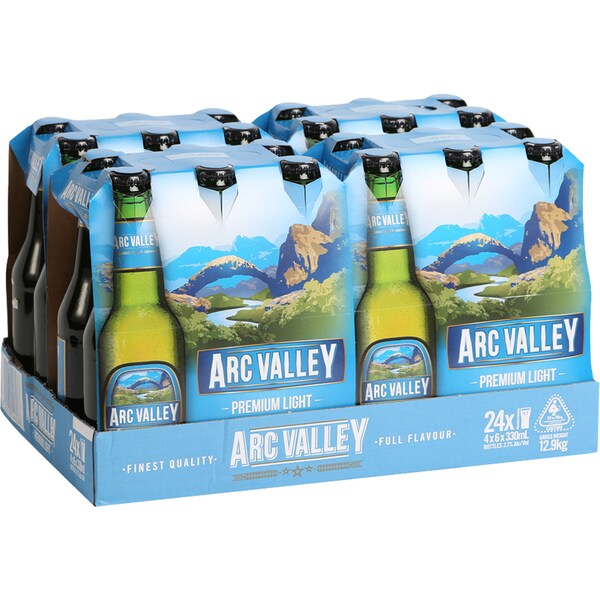 Arc Valley Premium Light Lager Bottles 330mL x 24 case