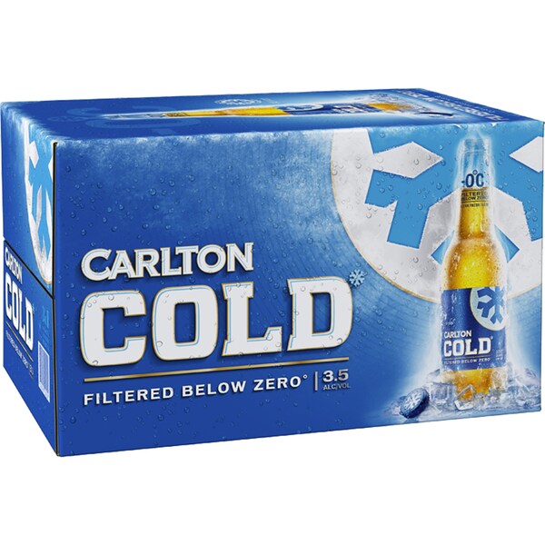 Carlton Cold Lager 3.5% Bottles 355mL x 24 case