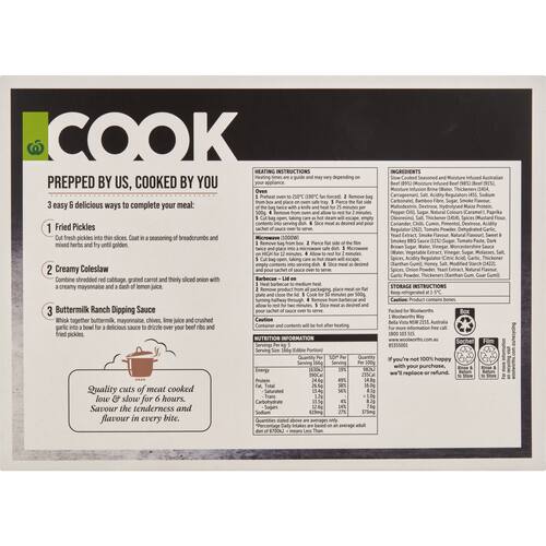 Woolworths Cook Slow Cooked Beef Ribs In Bbq Sauce 800g ( up to 1 Kg) bunch