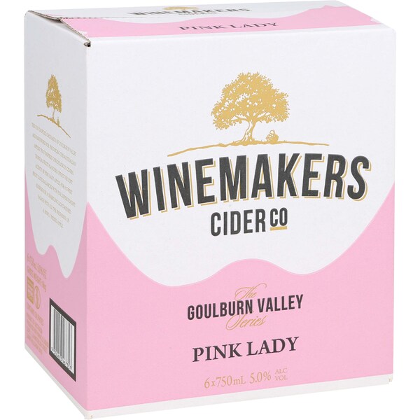 Winemakers Cider Co. Apple Cider Sparkling Pink Lady Bottles 6x750ml Pack