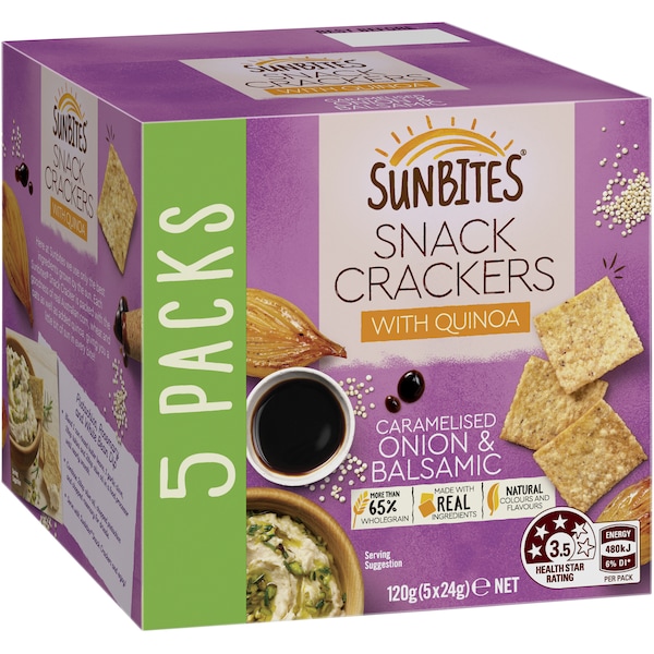 Sunbites Crackers With Quinoa Caramelised Onion & Balsamic 5 Pack