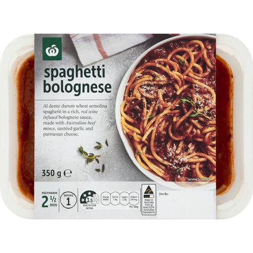 Woolworths Spaghetti Bolognese Chilled Meal 350g bunch