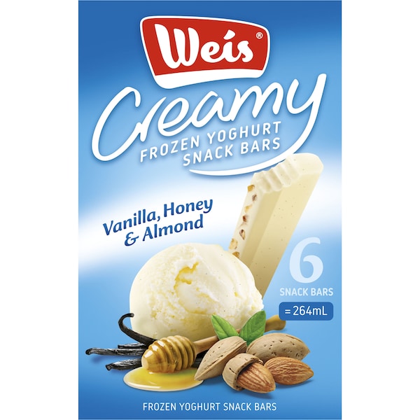 Weis Vanilla Honey & Almond Frozen Yoghurt Snack Bars 6x44ml