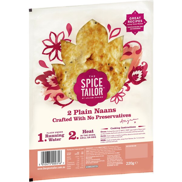 The Spice Tailor Plain Flame Baked Naans 220g