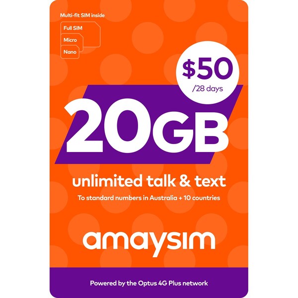 Amaysim Sim Starter Pack $50 Each