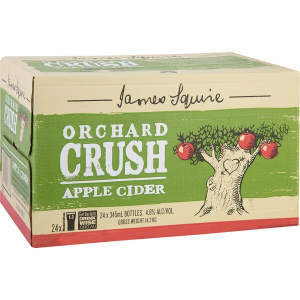 James Squire Apple Cider Orchard Crush Bottles 345mL x 24 case