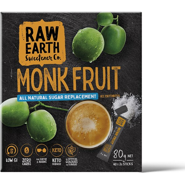 Raw Earth Sweetener Co Stevia & Monk Fruit Sweetener Sticks 40 pack