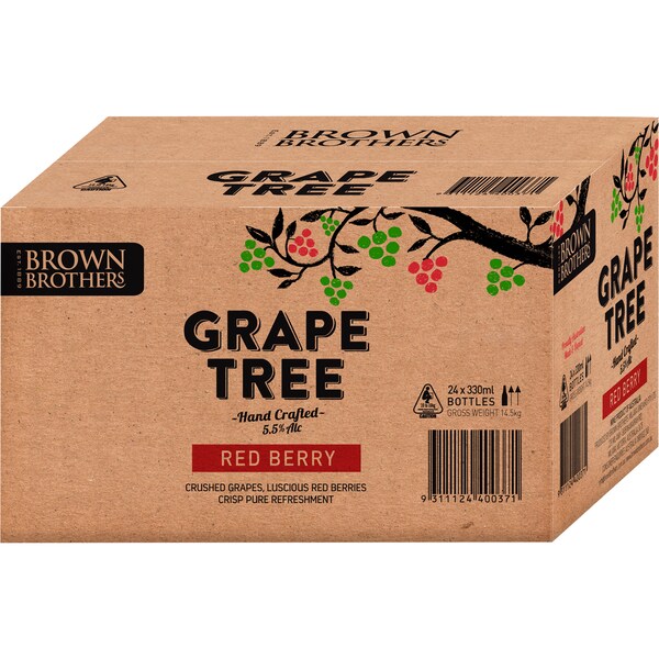 Brown Brothers Grape & Red Berry Cider Bottles 330mL x 24 case