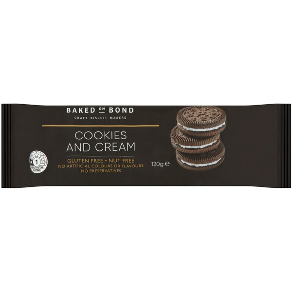 Baked On Bond Cookie And Cream Biscuit 120g