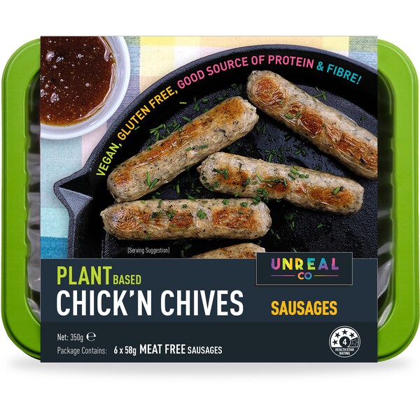 Unreal Co. Plant Based Chick'N Chives Sausages 350g