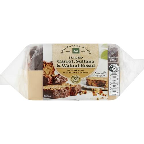 Woolworths Sliced Carrot Sultana & Walnut Loaf 500g bunch