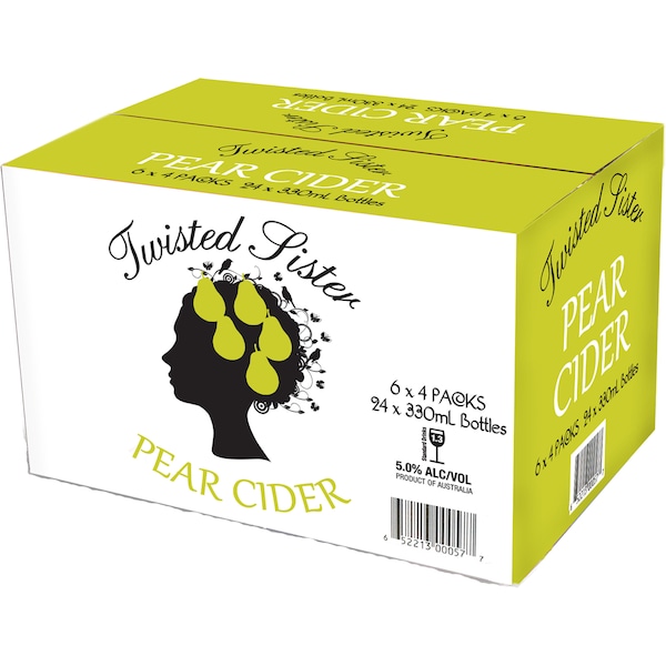 Twisted Sister Pear Cider Bottles 330mL x 24 case