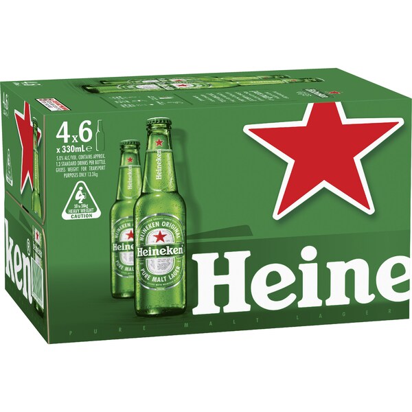 Heineken Premium Lager Bottles 330ml x 24 Case