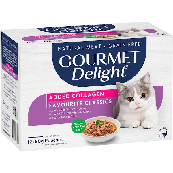 Gourmet Delight Mixed Classic Wet Cat Food 80g x 12 pack