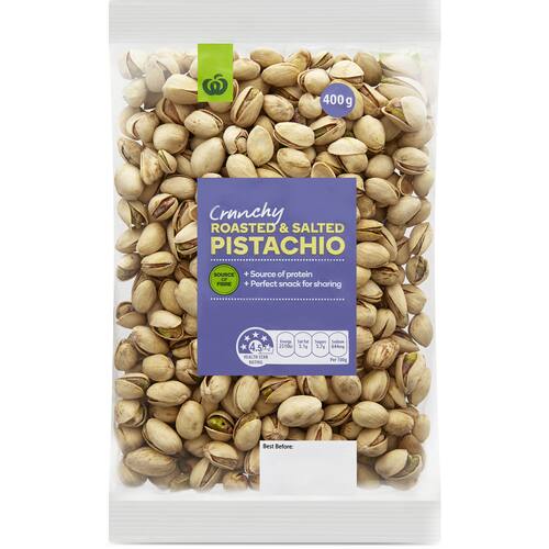 Woolworths Pistachio Roasted and Salted 400g bunch