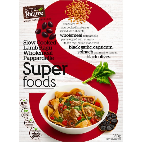 Super Nature Slow Cooked Lamb Ragu Pappardelle Frozen Meal 350g