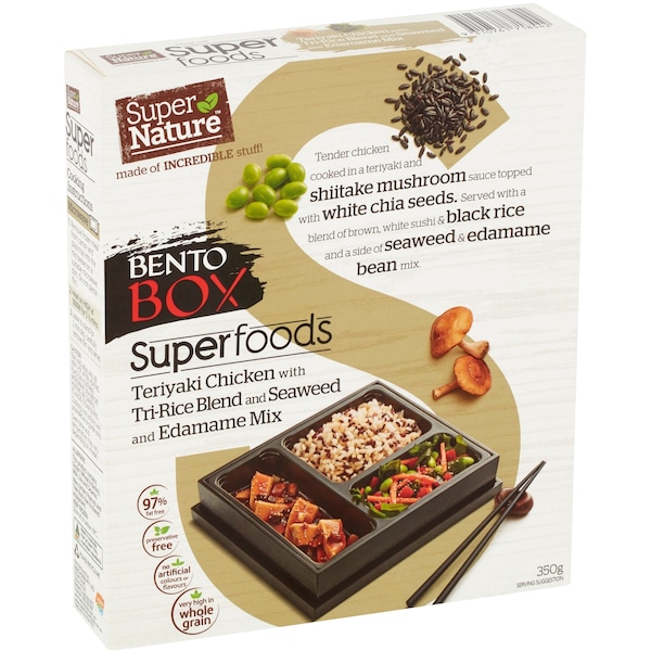 Super Nature Bento Box Teriyaki Chicken With Rice Seaweed & Endamane 350g
