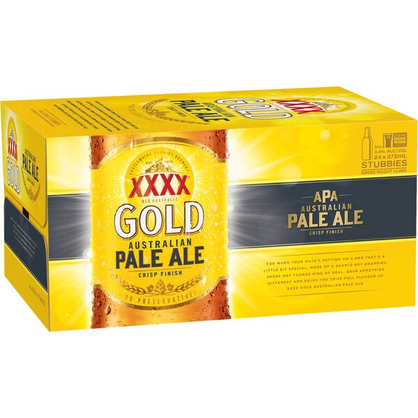 XXXX Gold Australian Pale Ale Bottles 375mL x 24 case