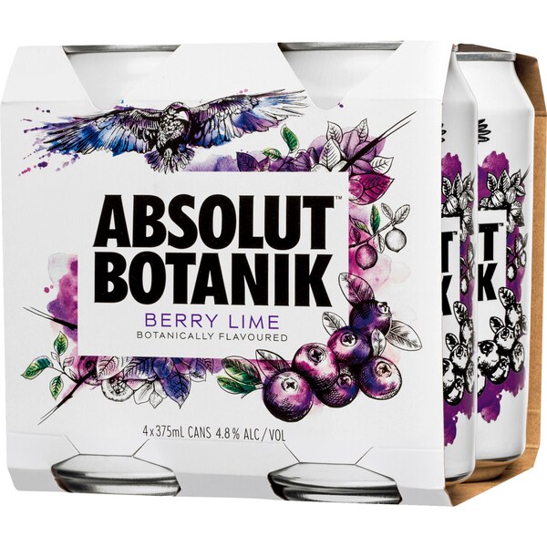 Absolut Botanik Berry Lime Cans 4x375ml