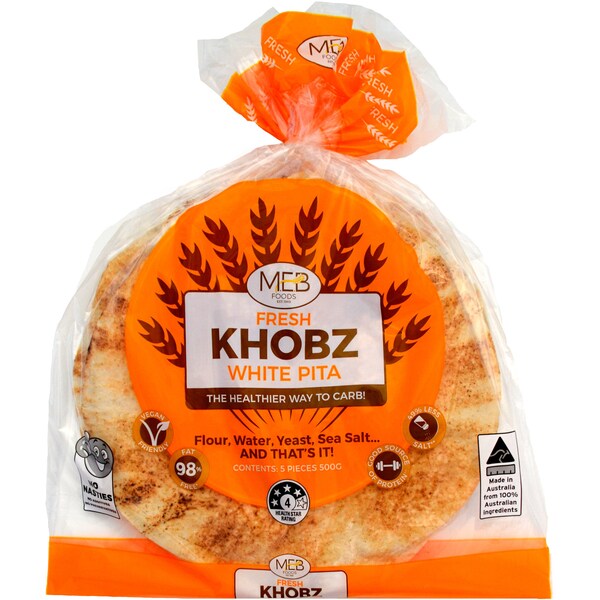 MEB Foods Middle East Khobz Lebanese Bread White Round 500g
