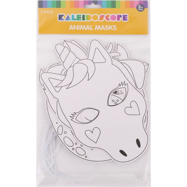 Kaleidoscope Paper Animal Masks Assorted designs 5 pack