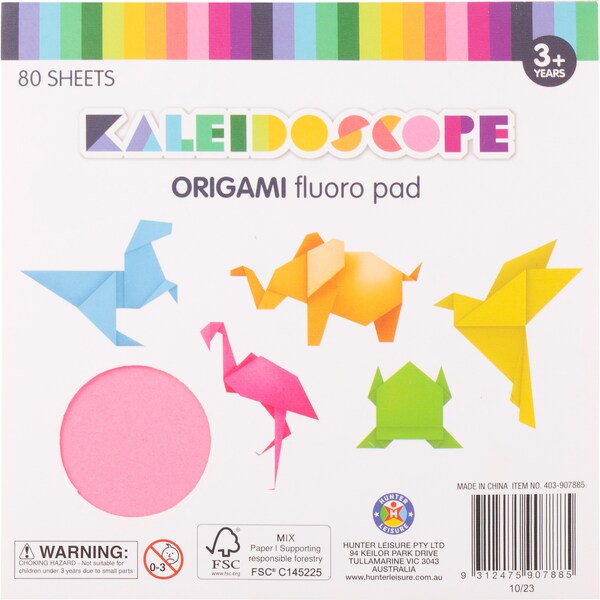 Kaleidoscope 145mm Origami Pad 80 sheets Assorted Fluoro Colours each