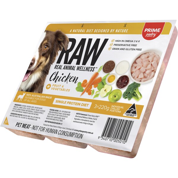 Prime Pantry Raw Chicken With Fruit & Vegetables 3x220g