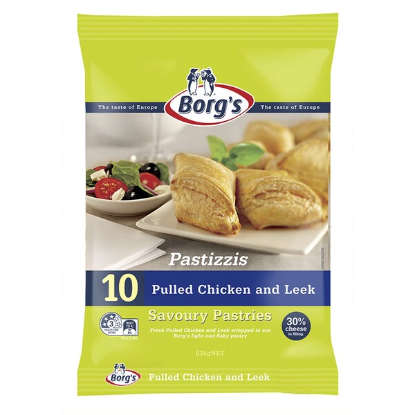 Borgs Pastizzi Pulled Chicken& Leek 625g