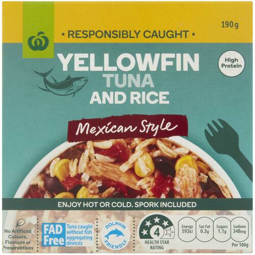 Woolworths Tuna And Rice Mexican Style 190g bunch