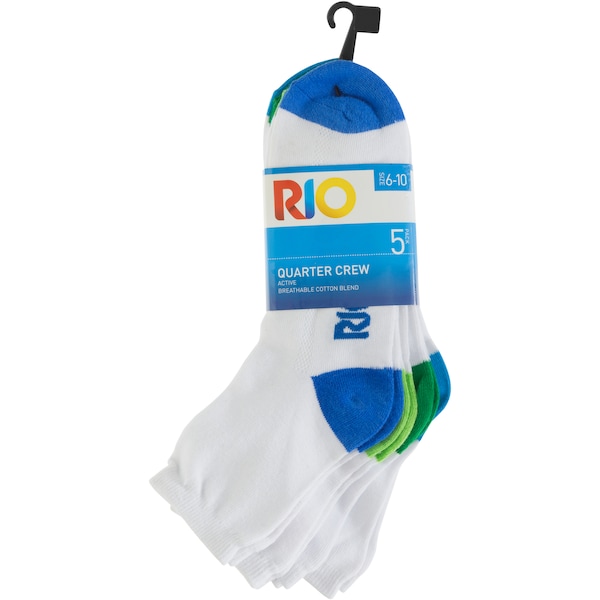 Rio Men's Active Quarter Crew Socks Size 6-10 5 Pack