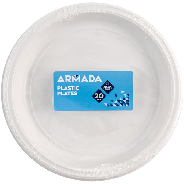 Armada Plastic Plates White 20 Pack