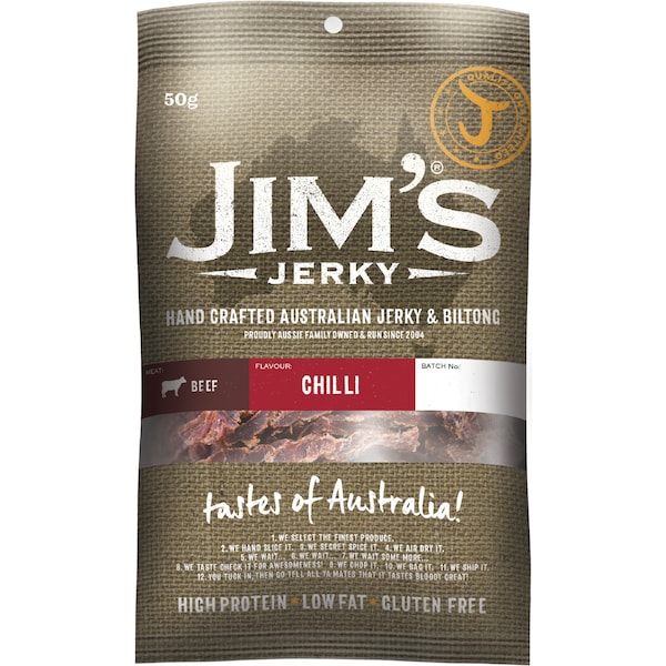 Jims Jerky Beef Jerky Chilli 50g