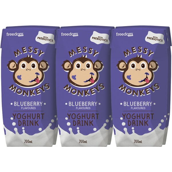 Messy Monkeys Blueberry Drink Yoghurt 6x200ml