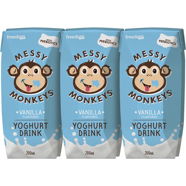 Messy Monkeys Vanilla Drink Yoghurt 6x200ml