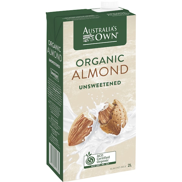 Australia's Own Organic Unsweetened Almond Long Life Milk UHT 2L