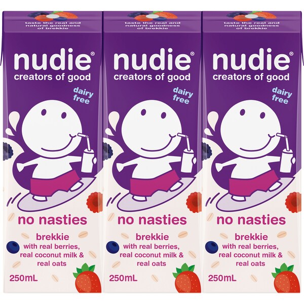 Nudie Brekkie Mixed Berries Dairy Free 250mL x 3 pack