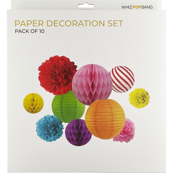 Whiz Pop Bang Paper Decoration Set Assorted 10 pack