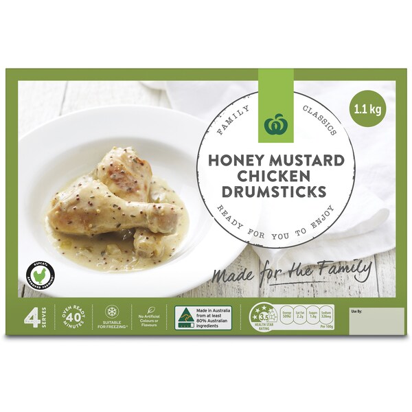 Woolworths Family Classics Honey Mustard Chick Drumsticks Chilled Meal 1.1kg