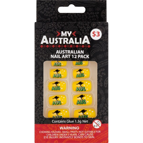Australia Day Stick On Nails Assorted 12 Pack