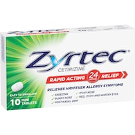 Zyrtec Rapid Acting Hayfever Allergy Relief Antihistamine Tablets