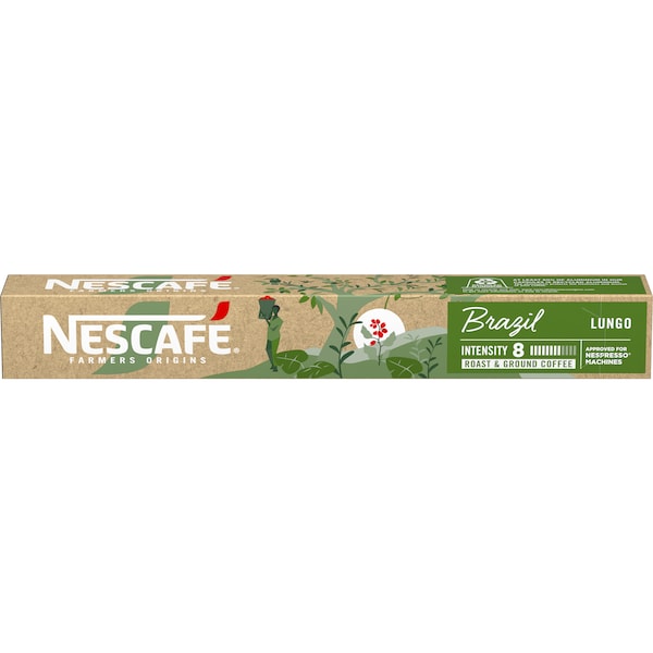 Nescafe Farmers Origin Pods Origins Brazil Lungo Coffee Capsules 10 pack